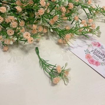 Искусственная зелень гипсофила силиконовая персиковая